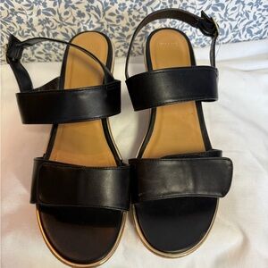 Black Leather Sandals Heel